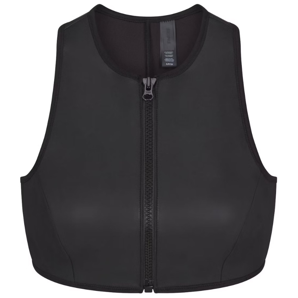 Sw12. Skims rubberized scuba swim high neck bikini top in ONYX black nwt